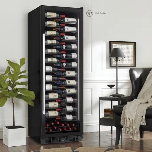 VinoView L 155 Smart Wi-Fi Single Zone Wine Cellar with Frameless Glass Door (Courtesy Wine Enthusiast)